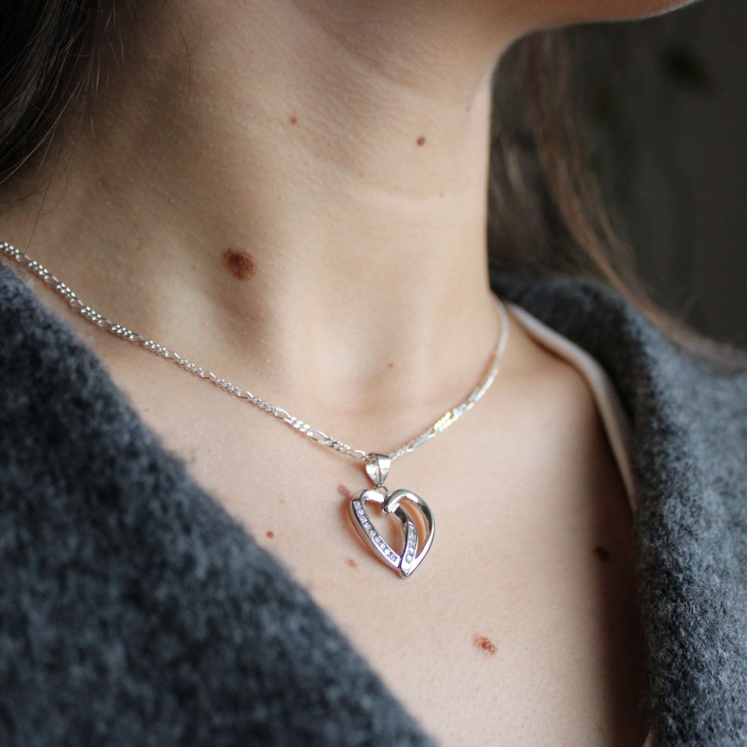 Anhänger Herz mit 14 Zirkonias Silber 925